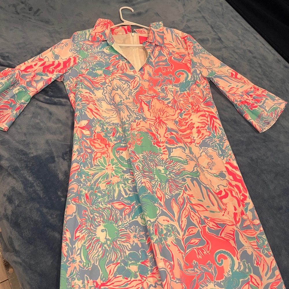 Lilly Pulitzer Vibrant Pink and Blue Patterned Dress